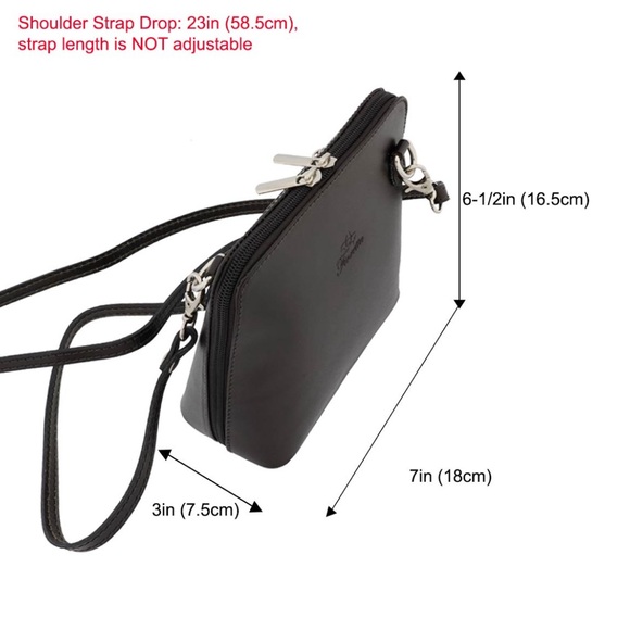 Genuine Italian Black Vera Pelle Leather Cross Body Bag - purchased in Italy - Picture 9 of 17